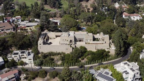 Los Angeles , CA , United States - 09 02 2021: Frank Lloyd Wright's Ennis House in Los Feliz California