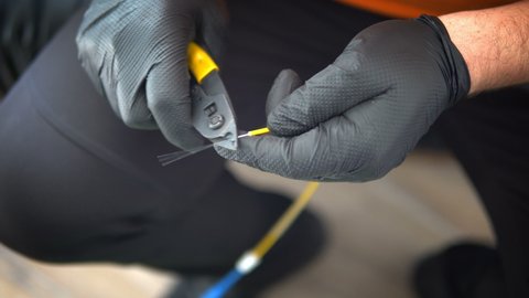 Fiber optic operator prepare wire for splicing equipment. For connecting fiber optic cables