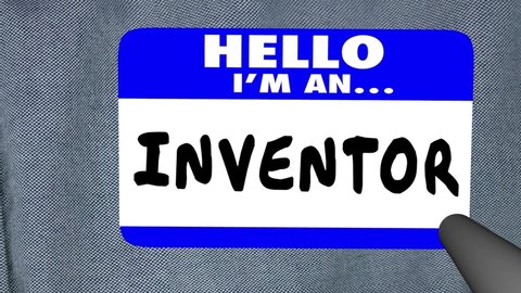Inventor Name Tag Sticker on Blue Shirt 3d Animation