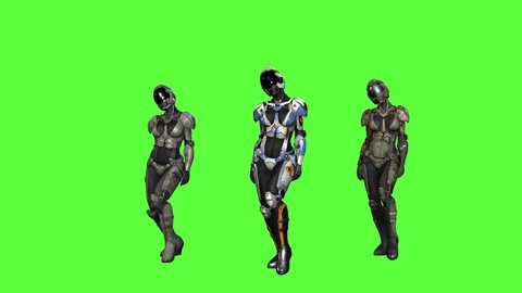 Sci-Fi Girl Dancing Green Screen Animation