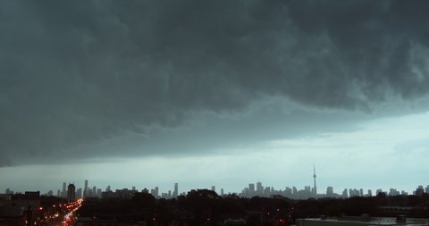 Ultra wide timelapse of Toronto skyline as a massive storm hits. Shot in 4K on a cinema camera.