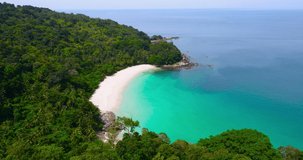 Aerial view of wonderful island beach Ocean sea in Andaman sea. Nature and travel concept.