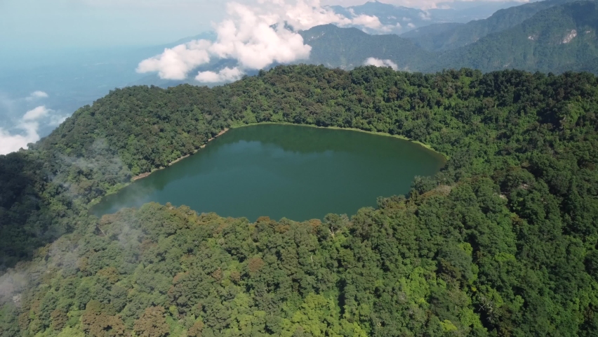 Aerial view of Chicabal, volcanic lake near Xela (Quetzaltenango) in Guatemala, great trekking destination | Shutterstock HD Video #1078848257