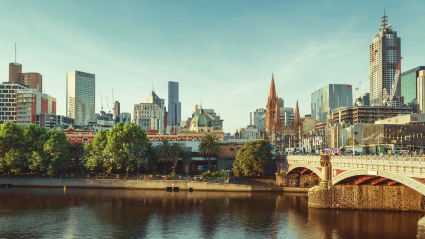 hyperlapse of sunset, Yarra River, Melbourne, Victoria, Australia