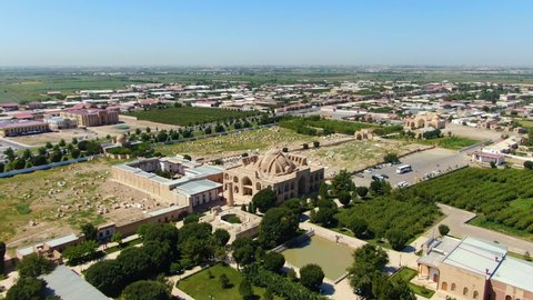 Aerial View Of Central Courtyard Near Baha-ud-din Naqshband Bokhari Memorial Complex In Uzbekistan.