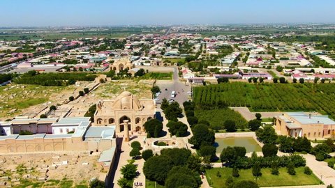 Baha-ud-din Naqshband Bokhari Memorial Complex From Above On A Sunny Summer Day In Bukhara, Uzbekistan. - aerial