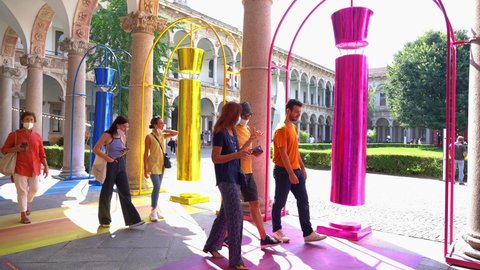Italy, Milan September 2021 - Salone del mobile ( Expo Forniture ) - the biggest design event is back in Milan - Art installations at the Statale University