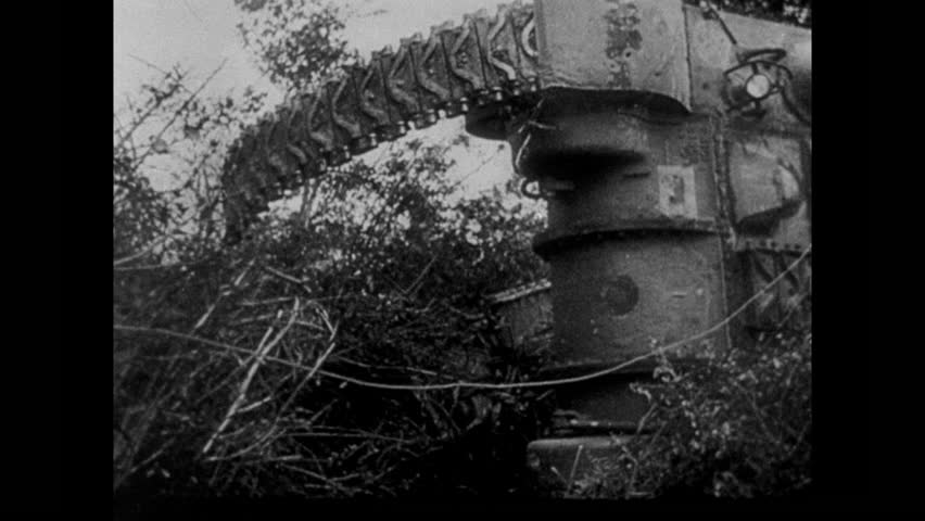 Overturned U.S. tanks during Battle of the Bulge, Ardennes, Belgium, Luxembourg circa December, 1944