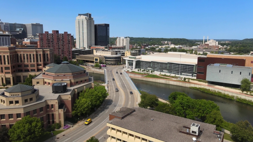 Aerial view of Rochester Minnesota downtown Royalty-Free Stock Footage #1078871747