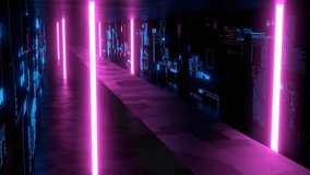 Neon Tunnel VJ Cyberspace Club Pillar Purple 3d render loop