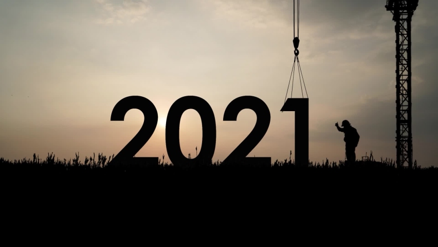 Time lapse engineer changes 2022 sign in celebration of the new year. Crane construction idea. | Shutterstock HD Video #1078873196