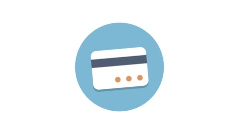 2D Animated Credit Card Icon Colored,isolated on White Background 4K, Motion Graphics Video Element with Luma Channel