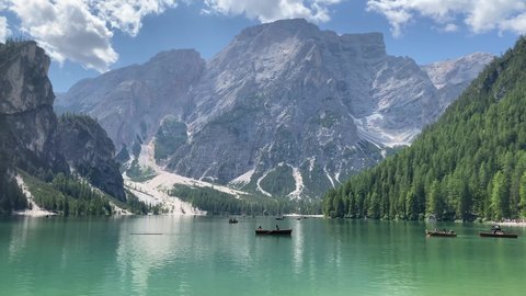 The Pragser Wildsee, Lago di Braies, in the Dolomites, Stunning Landscape
