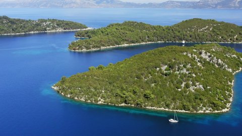 Aerial view of the rocky coast in Mljet Island, the Adriatic Sea, Croatia
