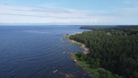 aerial video from a drone over the coast