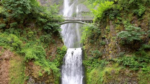 The Multnomah Falls, a waterfall along a historic river highway	