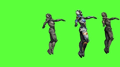 Sci-Fi Girl Dancing Green Screen Animation