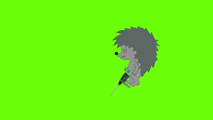 A hedgehog with a perforator does a somersault and drills