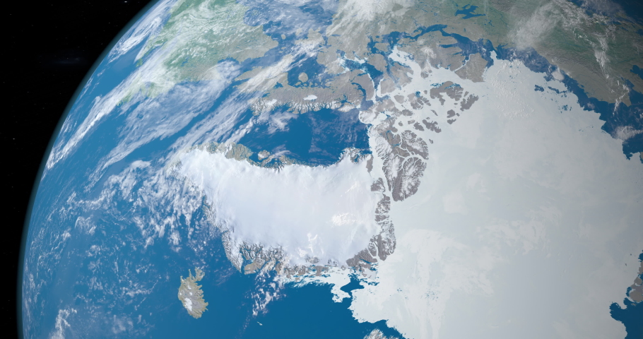 Arctic Circle in planet earth, aerial view from outer space Royalty-Free Stock Footage #1078910312