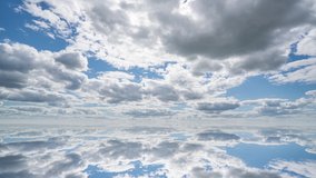 Puffy fluffy white clouds sky time lapse. slow moving clouds. B Roll Footage Cloudscape timelapse cloudy. footage timelapse nature 4k. Clouds reflection, time lapse, video loop