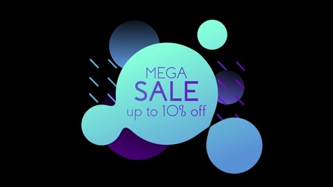 10 percent OFF. A ten percent discount for the mega sale on abstract background with morphing circles backdrop. Super promotion. Black Friday. 4k