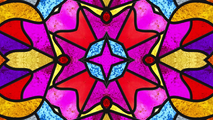 Stained glass window. Color glass. Stylized flowers. Kaleidoscopic dynamic background. Transparency. Seamless looping animation footage. Psychedelic motion design. Dj loop. Vj loops. Multicolor. 4K | Shutterstock HD Video #1078923350