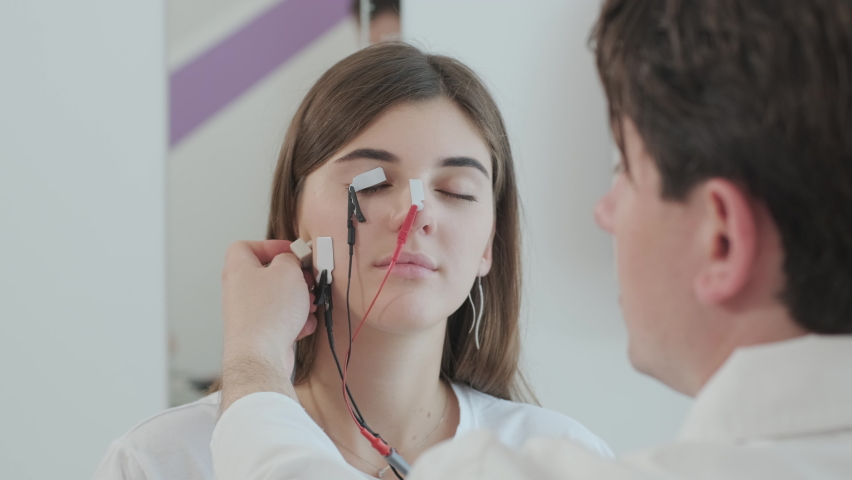 Patient nerves testing using electromyography at medical center