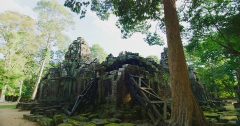 The Ruins of Ta Som Temple with morning light. Red Helium camera-8k resolution-vintage Zeiss lenses in Siem Reap, Cambodia.