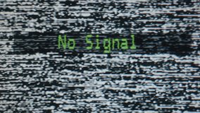 No Signal Screen Message With TV Static Noise in Background - Retro CRT VCR VHS technology concept