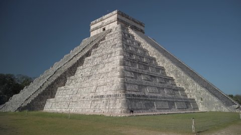 Chichen Itza pyramid ruins in historical park in Yucatan Mexico.