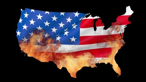 Burning USA map - flag