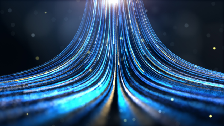 Seamless loop blue and gold futuristic particle beam stream, digital data flow. Dynamic pattern with power rays and light.
 Royalty-Free Stock Footage #1078964960