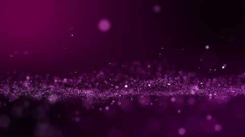 Glitter pink purple particles abstract background flickering particles with bokeh effect. 3D Rendering.
