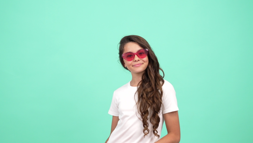 happy glad kid in sunglasses hold gift box, happy birthday
