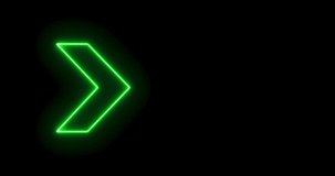 4K DCI, Neon sign Arrows Animation of green light signal spreading from the center with a black background. Can be used to compose various media such as news, presentations, online media, social media