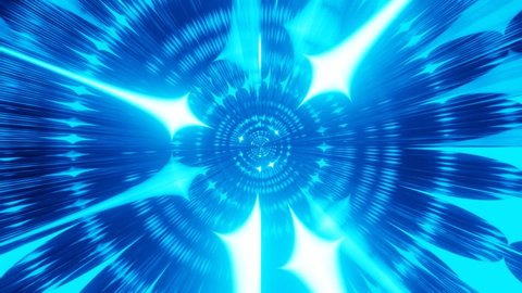 blue 4k glowing abstract reflection tunnel 3d illustration motion design visual vj loop