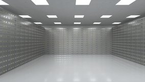 3d rendering interior safe deposit boxes inside bank vault hd footage