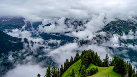 4K Timelapse of Clouds above Lauterbrunnen Valley from Schynige Platte, Switzerland