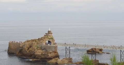 The Rock of the Virgin Mary in the city of Biarritz  The rock owes its name to the statue of the Virgin Mary