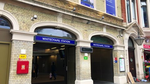 London, UK, August 12th 2021: Located in a rich and culturally diverse area, The new Whitechapel station is an important interchange for both the Hammersmith and District lines and London Overground. 