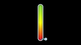 Measure the level with a green red gradient and a percentage arrow on the side. Progress indicator bar template. Motion graphic video animation
