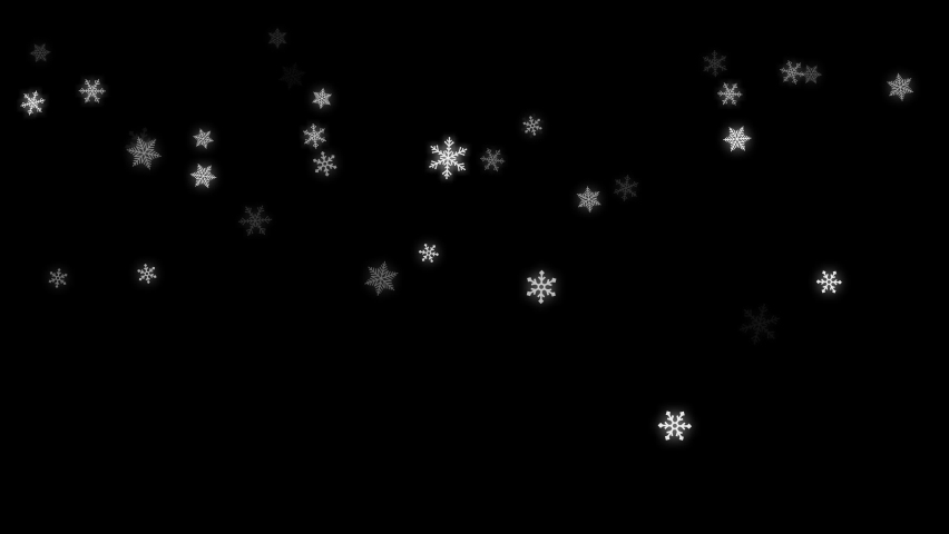 4K animation of falling snowflakes (transparent background)