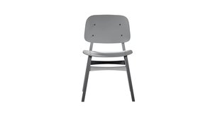 Circular animation of wooden gray chair on white background. Turntable looping 3d render