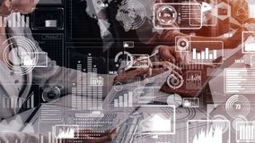 Big Data Technology for Business Finance Analytic conceptual . Modern graphic interface shows massive information of business sale report, profit chart and stock market trends analysis . - Powered by Shutterstock - Get 15% off with code: PIKWIZARD15