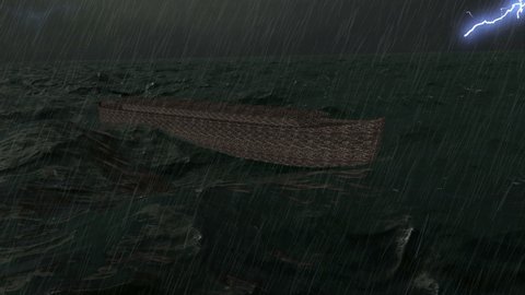 Noah's Ark in the stormy ocean beautiful animation