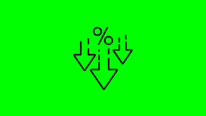 Percent down - icon Interest rate animation on green background 4k video | Shutterstock HD Video #1079089526