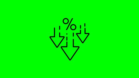 percent down - icon Interest rate animation on green background 4k video