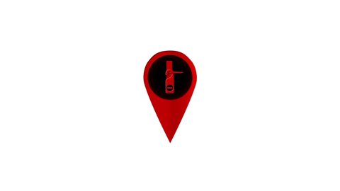 Do Not Disturb Sign Location Marker Pin Place Pointer Animated Icon. Map Pinpoint with Door Handle Icon Isolated on White Background. 4K Ultra HD Video Motion Graphic Animation.