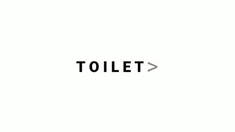 Toilet icon animated with arrow navigation on white background