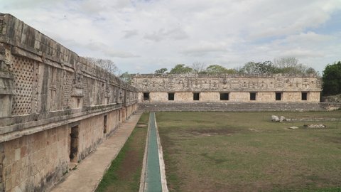 UXMAL, MEXICO - CIRCA 2021:  Ruins of Quadrangle of the Nuns, an important landmark of ancient Mayan city of Uxmal